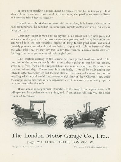 Die London Motor Garage Co von English Photographer