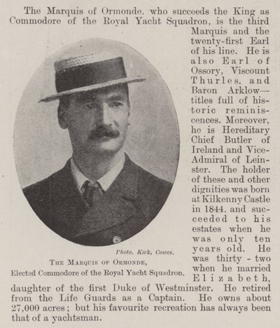 Der Marquis von Ormonde, gewählter Kommodore des Royal Yacht Squadron von English Photographer