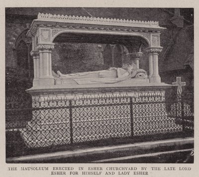 Das Mausoleum, das im Esher Kirchhof vom verstorbenen Lord Esher für sich und Lady Esher errichtet wurde von English Photographer