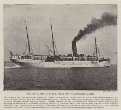 Das neue Postdampfschiff Carisbrook Castle der Castle Line von English Photographer