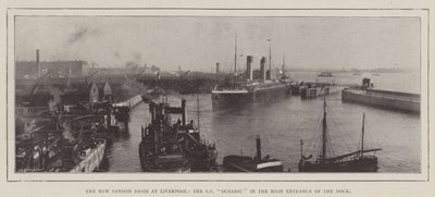 Das neue Sandon-Becken in Liverpool, die SS Oceanic im Haupteingang des Docks von English Photographer