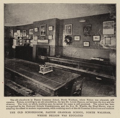 Das alte Klassenzimmer, Paston Grammar School, North Walsham, wo Nelson ausgebildet wurde von English Photographer