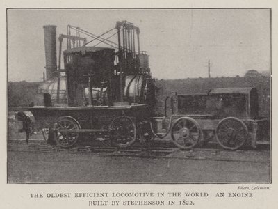 Die älteste effiziente Lokomotive der Welt, eine von Stephenson 1822 gebaute Lokomotive von English Photographer