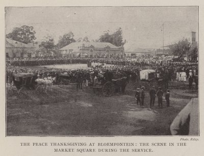 Das Friedensdankfest in Bloemfontein, die Szene auf dem Marktplatz während des Gottesdienstes von English Photographer