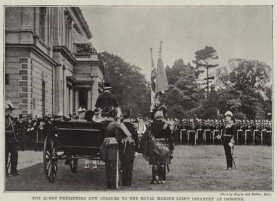 Die Königin überreicht neue Farben an die Royal Marine Light Infantry in Osborne von English Photographer
