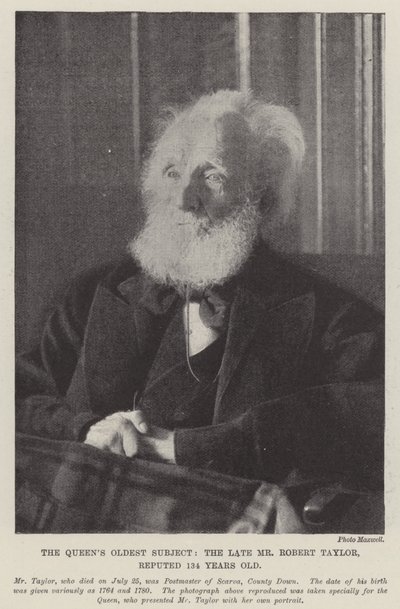 Das älteste Subjekt der Königin, der verstorbene Mr. Robert Taylor, angeblich 134 Jahre alt von English Photographer
