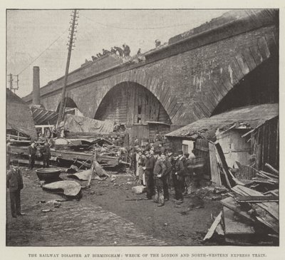 Das Eisenbahnunglück in Birmingham, Wrack des London und North-Western Expresszuges von English Photographer