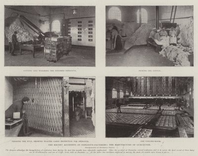 Die jüngsten Unfälle in Sprengstofffabriken, die Herstellung von Schießbaumwolle von English Photographer