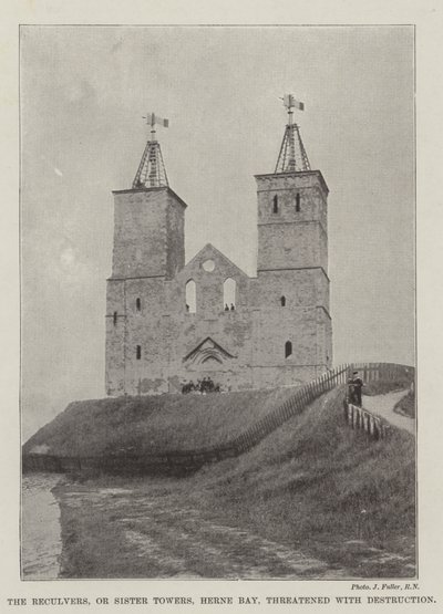 Die Reculvers oder Schwestertürme, Herne Bay, von Zerstörung bedroht von English Photographer