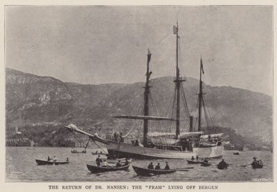 Die Rückkehr von Dr. Nansen, die Fram vor Bergen liegend von English Photographer
