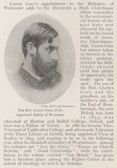 Der ehrwürdige Kanoniker Gore, DD, zum Bischof von Worcester ernannt von English Photographer