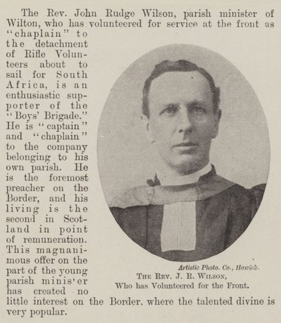 Der Reverend J. R. Wilson, der sich freiwillig für die Front gemeldet hat von English Photographer