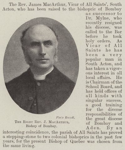 Der Right Reverend J. MacArthur, Bischof von Bombay von English Photographer