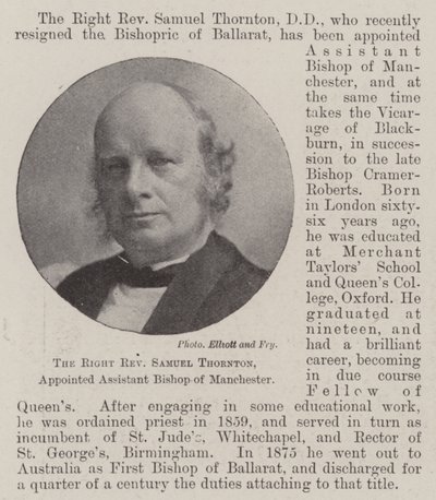 Der rechte Reverend Samuel Thornton, zum Hilfsbischof von Manchester ernannt von English Photographer