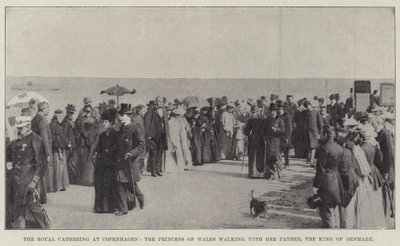 Das königliche Treffen in Kopenhagen, die Prinzessin von Wales spaziert mit ihrem Vater, dem König von Dänemark von English Photographer