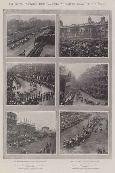 Der königliche Fortschritt, ihre Majestäten an verschiedenen Punkten der Route von English Photographer