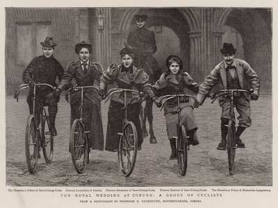 Die königliche Hochzeit in Coburg, eine Gruppe von Radfahrern von English Photographer