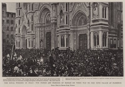 Die königliche Hochzeit in Italien, der Prinz und die Prinzessin von Neapel auf dem Weg zum Pitti-Palast in Florenz von English Photographer