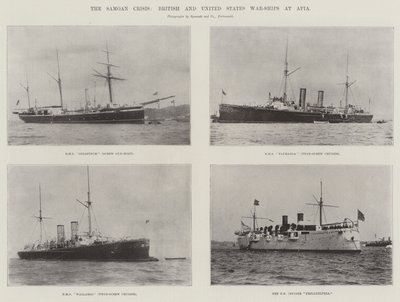 Die Samoa-Krise, britische und amerikanische Kriegsschiffe in Apia von English Photographer