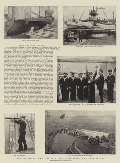 Das Sinken der HMS Victoria, Szenen an Bord der HMS Camperdown von English Photographer
