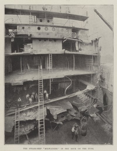 Das Dampfschiff Milwaukee im Trockendock am Tyne von English Photographer