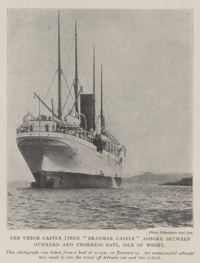 Das Union Castle Linienschiff Braemar Castle gestrandet zwischen Gurnard und Thorness Bays, Isle of Wight von English Photographer
