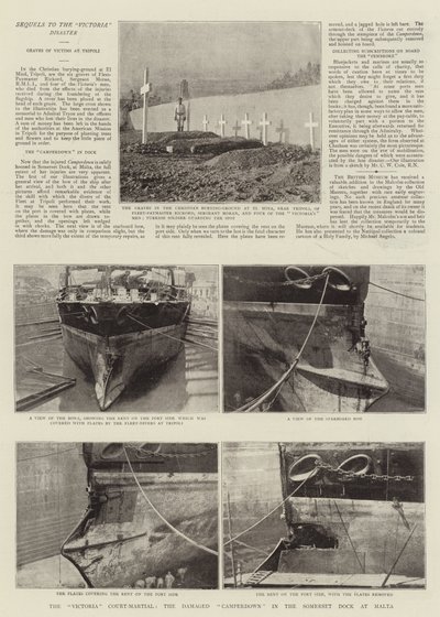 Das Victoria-Gericht, die beschädigte Camperdown im Somerset Dock in Malta von English Photographer