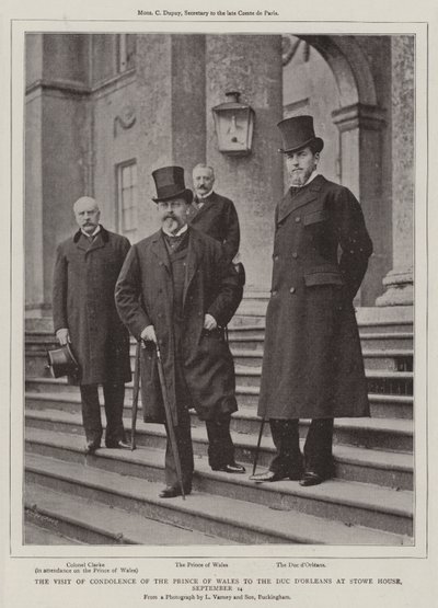 Der Kondolenzbesuch des Prinzen von Wales beim Herzog von Orleans im Stowe House, 14. September von English Photographer