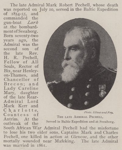 Der verstorbene Admiral Pechell, diente in der Baltischen Expedition und bei Sveaborg von English Photographer