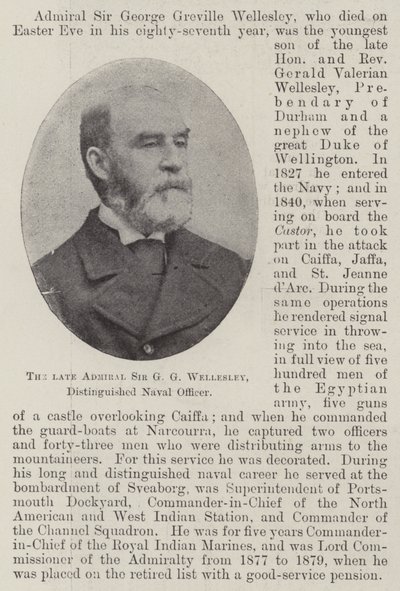 Der verstorbene Admiral Sir G G Wellesley, Ausgezeichneter Marineoffizier von English Photographer