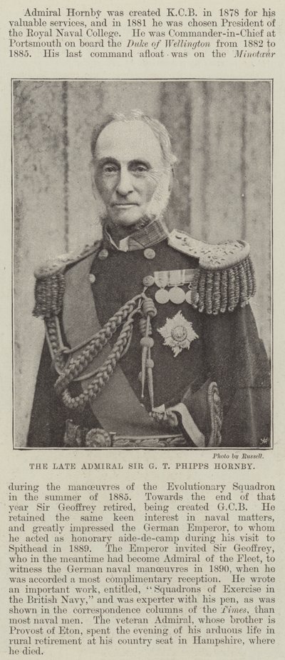 Der verstorbene Admiral Sir G T Phipps Hornby von English Photographer