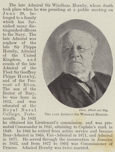 Der verstorbene Admiral Sir Windham Hornby von English Photographer
