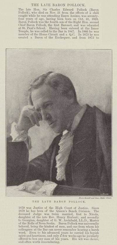 Der verstorbene Baron Pollock von English Photographer