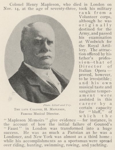 Der verstorbene Oberst H. Mapleson, berühmter Musikdirektor von English Photographer