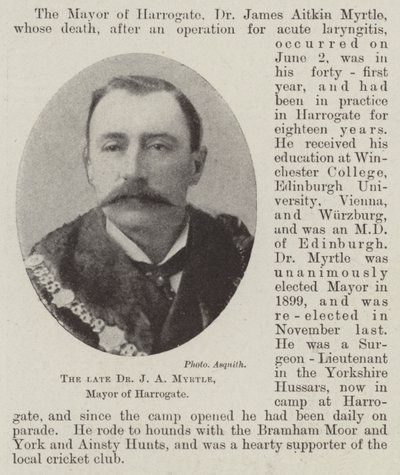Der verstorbene Dr. J. A. Myrtle, Bürgermeister von Harrogate von English Photographer