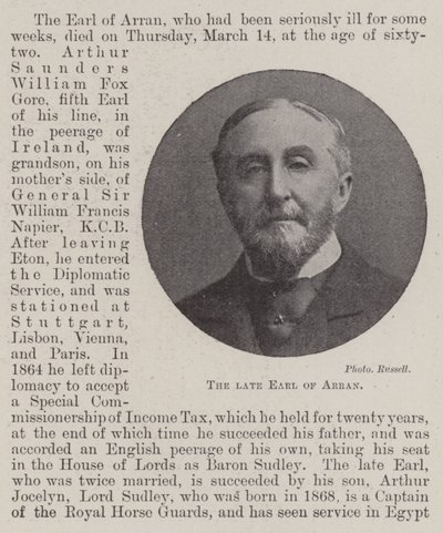 Der verstorbene Earl of Arran von English Photographer