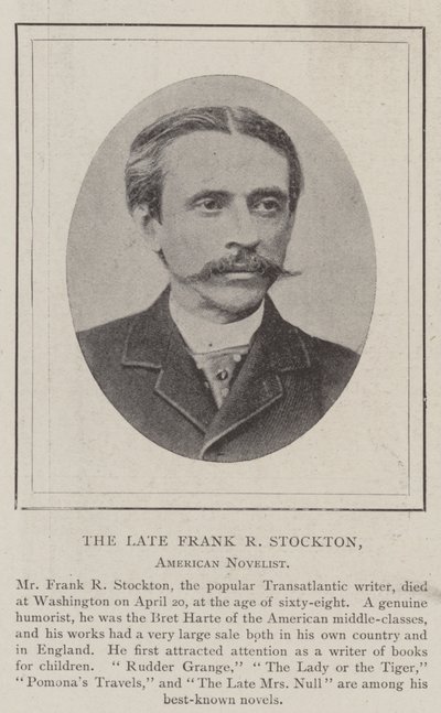 Der verstorbene Frank R. Stockton, amerikanischer Schriftsteller von English Photographer