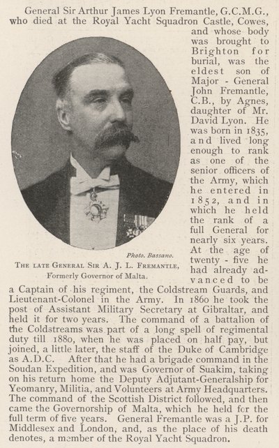 Der verstorbene General Sir A. J. L. Fremantle, ehemaliger Gouverneur von Malta von English Photographer