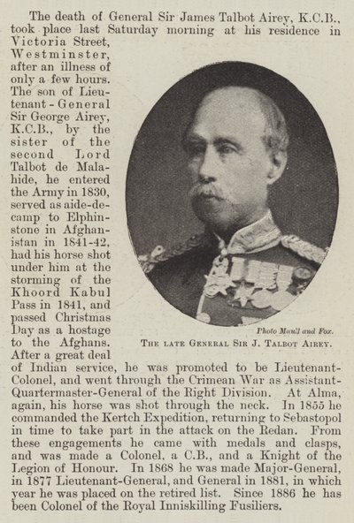 Der verstorbene General Sir J. Talbot Airey von English Photographer