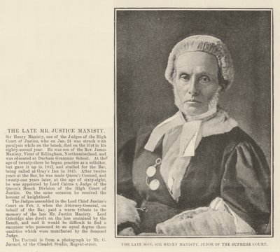 Der verstorbene Ehrenwerte Sir Henry Manisty, Richter des Obersten Gerichtshofs von English Photographer