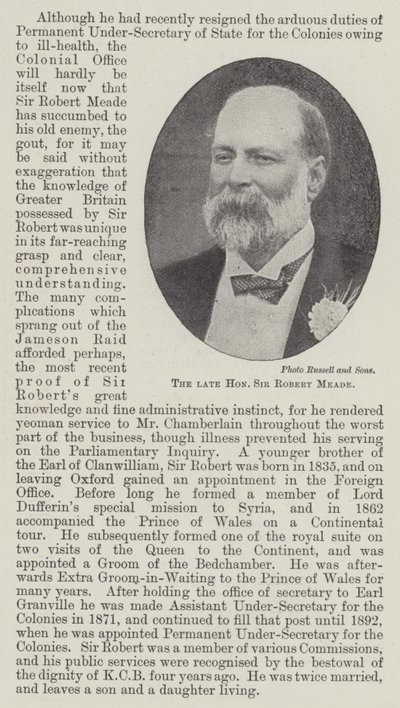 Der verstorbene ehrenwerte Sir Robert Meade von English Photographer
