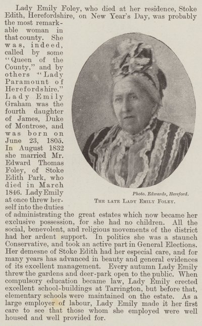Die verstorbene Lady Emily Foley von English Photographer