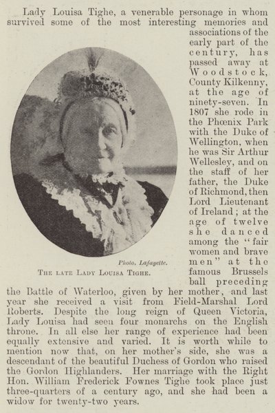 Die verstorbene Lady Louisa Tighe von English Photographer