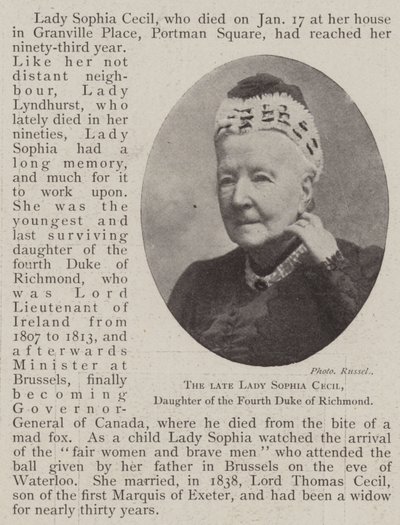 Die verstorbene Lady Sophia Cecil, Tochter des vierten Herzogs von Richmond von English Photographer