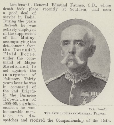 Der verstorbene Generalleutnant Faunce von English Photographer
