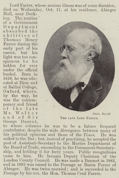 Der verstorbene Lord Farrer von English Photographer