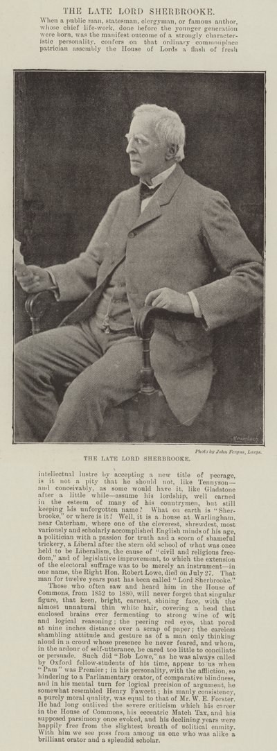 Der verstorbene Lord Sherbrooke von English Photographer