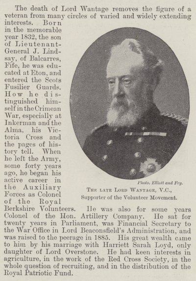 Der verstorbene Lord Wantage, VC, Unterstützer der Freiwilligenbewegung von English Photographer