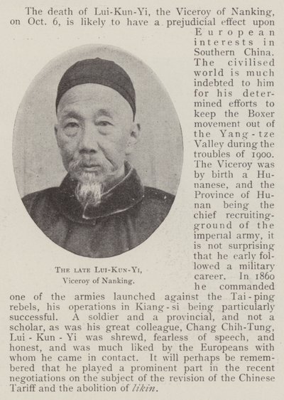 Der verstorbene Lui-Kun-Yi, Vizekönig von Nanking von English Photographer