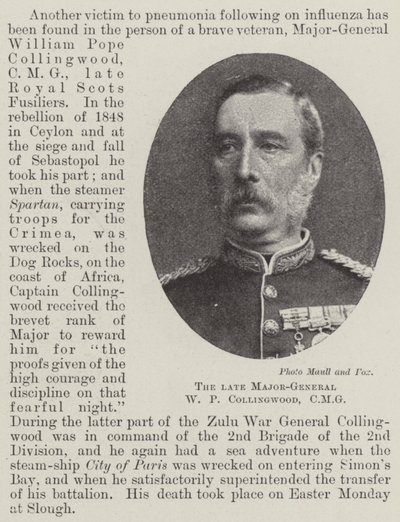 Der verstorbene Generalmajor W. P. Collingwood, CMG von English Photographer